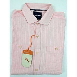 NWT Tommy Bahama L/S Grand Topez Linen Shirt MENS MEDIUM Blush Pink T39762